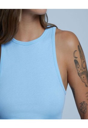 Crop Top Para Mujer Manga Sisa Color Celeste Marca Ostu #40091929