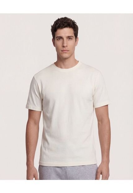 Camiseta  Para Hombre Manga Corta Cuello Redondo Color Crema Marca Ostu #60091909