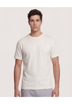 Camiseta Para Hombre Manga Corta Cuello Redondo Color Crema Marca Ostu #60091909