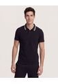 Polo  Para Hombre Cuello Tejido Sin Bolsillo Color Negro Marca Ostu #60110901 de Ostu