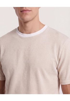 Camiseta  Para Hombre Manga Corta Cuello Redondo Color Crema Marca Ostu #60091957