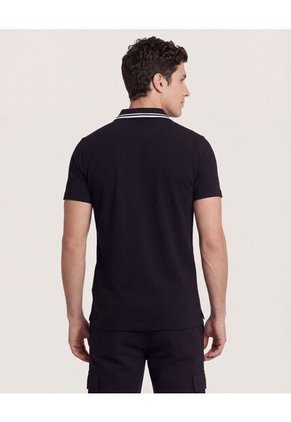 Polo  Para Hombre Cuello Tejido Sin Bolsillo Color Negro Marca Ostu #60110901