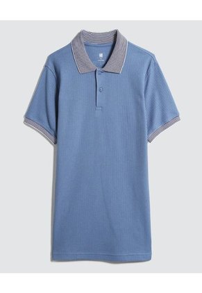 Polo Para Hombre Cuello Tejido Sin Bolsillo Color Azul  Marca Ostu #60110650