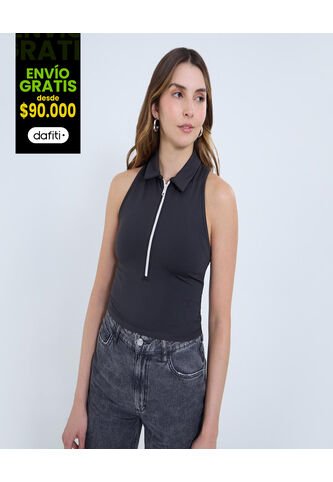 Polo Para Mujer Manga Sisa Color Negro Marca Ostu #40110168 Ostu