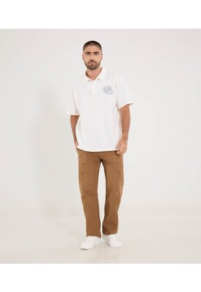 Polo Para Hombre Cuello Tejido Sin Bolsillo Color Crema Marca Ostu #60110818