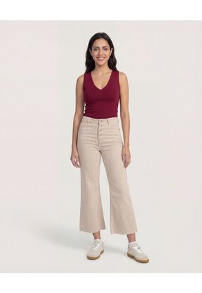 Jean Para Mujer Crop Flare Color Beige Marca Ostu #40160467