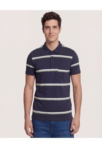 Polo  Para Hombre Cuello Tejido Con Bolsillo Color Azul Marca Ostu #60110834 Ostu