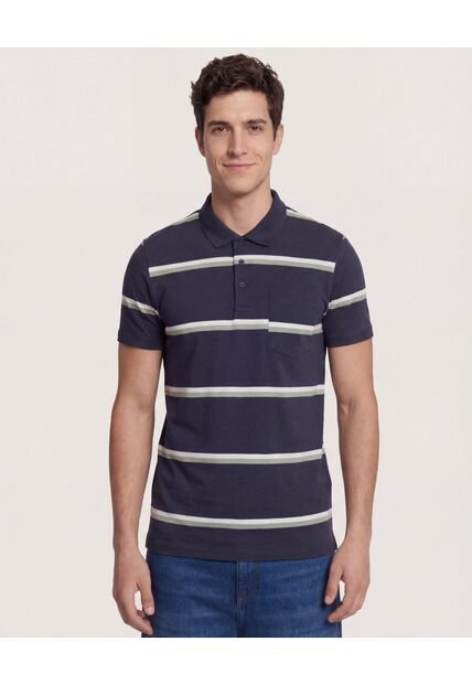 Polo  Para Hombre Cuello Tejido Con Bolsillo Color Azul Marca Ostu #60110834