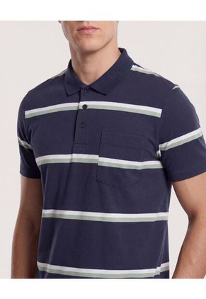 Polo  Para Hombre Cuello Tejido Con Bolsillo Color Azul Marca Ostu #60110834