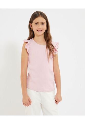 Camiseta Infantil Niña Manga Sisa Cuello Redondo Color Rosado Marca Ostu #90090302 Ostu