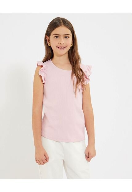 Camiseta Infantil Niña Manga Sisa Cuello Redondo Color Rosado Marca Ostu #90090302