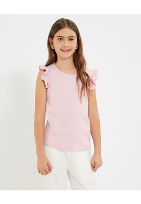 Camiseta Infantil Niña Manga Sisa Cuello Redondo Color Rosado Marca Ostu #90090302