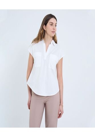 Camisa Para Mujer Manga Corta Color Crema Marca Ostu #40010291 Ostu