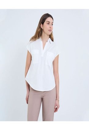 Camisa Para Mujer Manga Corta Color Crema Marca Ostu #40010291