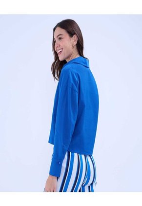 Camisa Para Mujer Manga Larga Color Azul Rey Marca Ostu #40010284