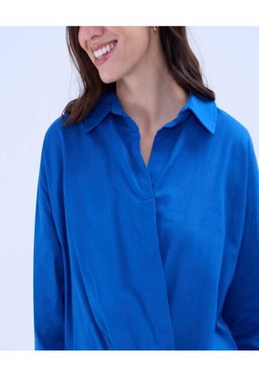 Camisa Para Mujer Manga Larga Color Azul Rey Marca Ostu #40010284