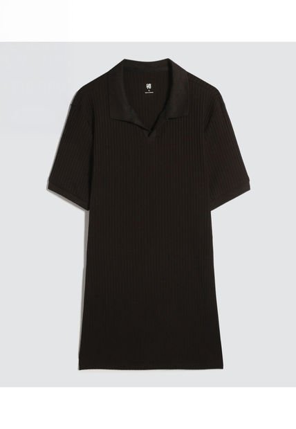 Polo Para Hombre Cuello Tejido Sin Bolsillo Color Negro Marca Ostu #60110724
