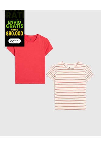 Camiseta Infantil Niña Manga Corta Cuello Redondo Color Rojo Marca Ostu #90090289 Ostu
