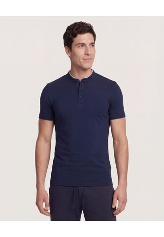 Polo Para Hombre Cuello Mao Sin Bolsillo Color Azul Marca Ostu #60110774 Ostu