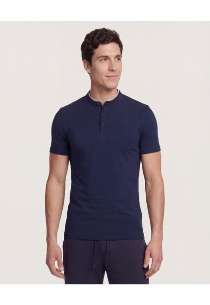 Polo Para Hombre Cuello Mao Sin Bolsillo Color Azul Marca Ostu #60110774