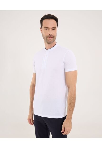 Polo Para Hombre Cuello Mao Sin Bolsillo Color Blanco Marca Ostu #60110511