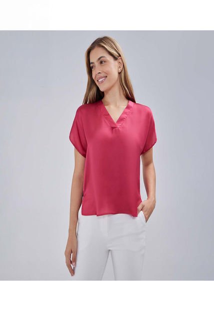 Blusa Para Mujer Manga Corta Color Rojo Marca Ostu #40121050