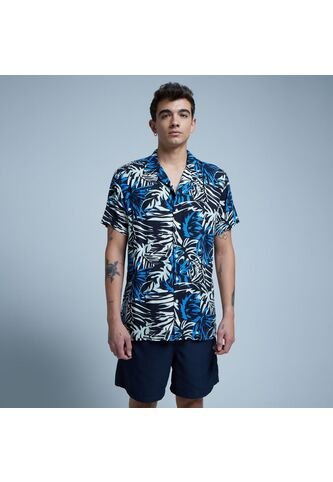 Camisa Para Hombre Manga Corta Sin Bolsillo Color Azul  Marca Ostu #60010655 Ostu