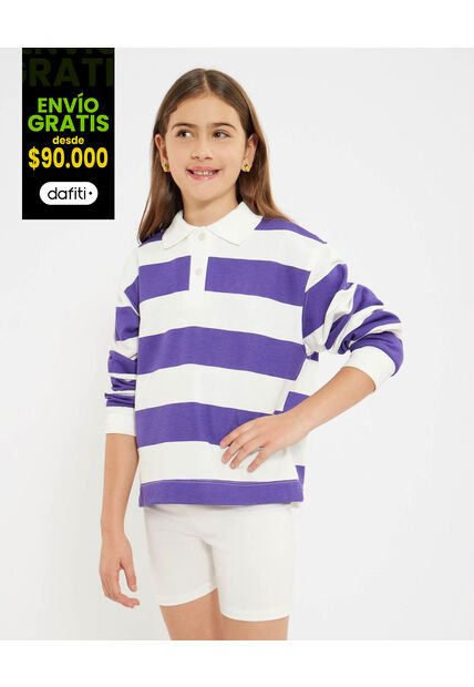 Buzo Infantil Niña Cuello Redondo Color Morado Marca Ostu #90060134