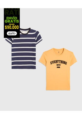 Camiseta Infantil Niño Manga Corta Cuello Redondo Color Azul Marca Ostu #80090259 Ostu