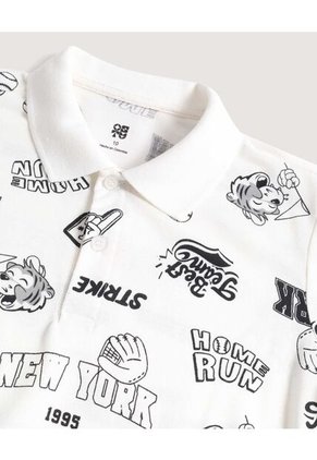 Polo  Infantil Niño Manga Corta Color Crema Marca Ostu #80110122