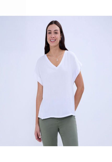 Blusa Para Mujer Manga Corta Color Blanco Marca Ostu #40121059