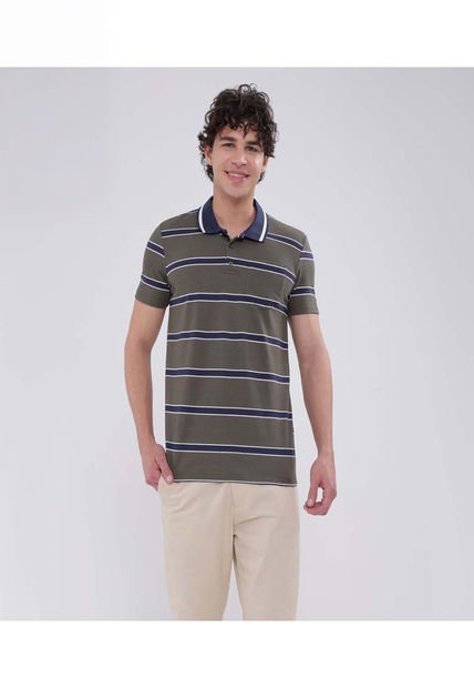 Polo Para Hombre Cuello Tejido Con Bolsillo Color Verde  Marca Ostu #60110684