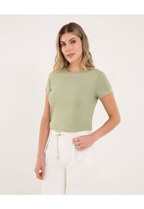 Camiseta Para Mujer Manga Corta Cuello Redondo Color Verde Marca Ostu #40092573