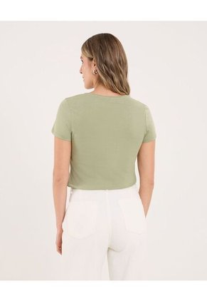 Camiseta Para Mujer Manga Corta Cuello Redondo Color Verde Marca Ostu #40092573
