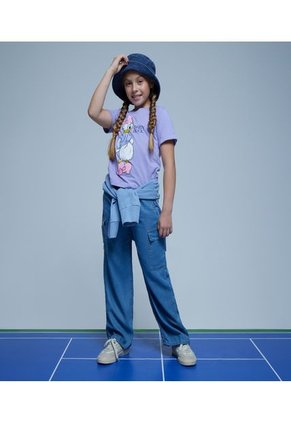 Camiseta Para Niña Ostu Color Lila Material Algodón 100%