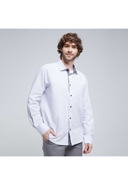 Camisa Para Hombre Manga Larga Con Bolsillo Color Gris  Marca Ostu #60010686