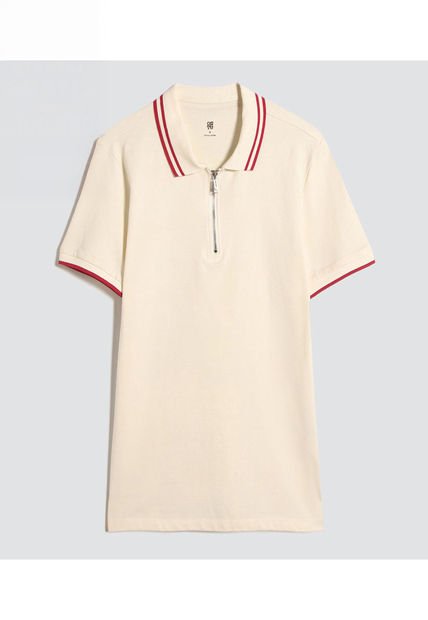 Polo Para Hombre Cuello Tejido Sin Bolsillo Color Crema Marca Ostu #60110709
