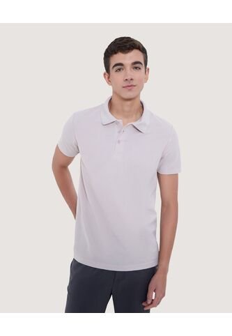 Polo Para Hombre Cuello Tejido Sin Bolsillo Color Beige Marca Ostu #60110742 Ostu