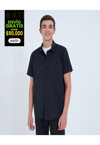 Camisa Para Hombre Manga Corta Con Bolsillo Cuello Casual M Color Negro Marca Ostu #60010823 Ostu