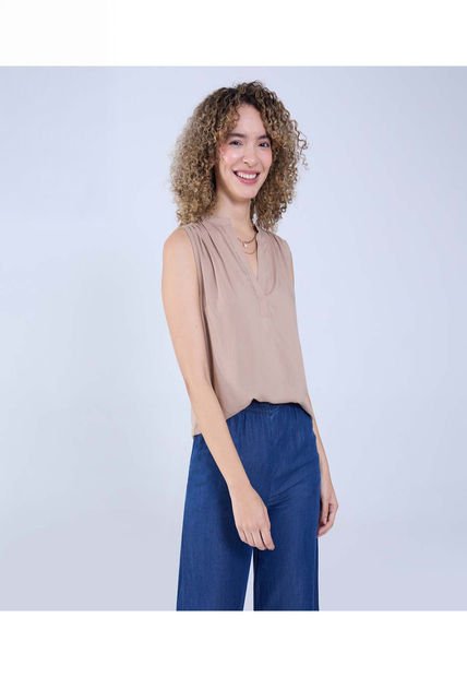 Blusa Para Mujer Manga Sisa Color Café  Marca Ostu #40121066