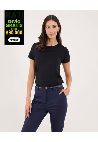 Camiseta Para Mujer Manga Corta Cuello Redondo Color Negro Marca Ostu #40092423 Ostu