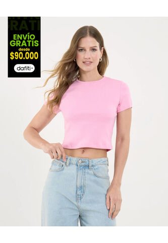 Camiseta Para Mujer Crop Top Color Rosa Marca Ostu #40092336 Ostu