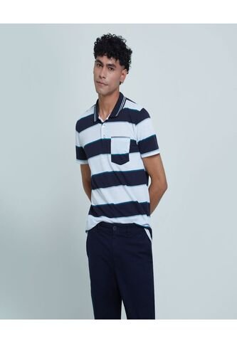 Polo Para Hombre Cuello Tejido Con Bolsillo Color Azul  Marca Ostu #60110571 Ostu