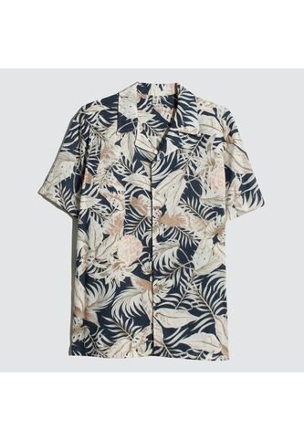 Camisa Para Hombre Manga Corta Sin Bolsillo Color Beige Marca Ostu #60010758 Ostu