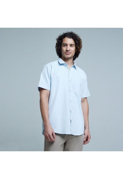 Camisa Para Hombre Manga Corta Con Bolsillo Color Azul  Marca Ostu #60010630