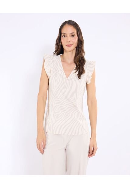 Blusa  Para Mujer Manga Corta Color Beige Marca Ostu #40121221