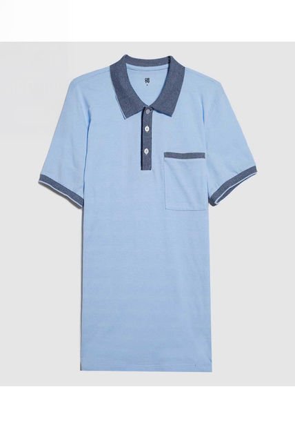 Polo Para Hombre Cuello Tejido Con Bolsillo Color Azul Claro Marca Ostu #60110733