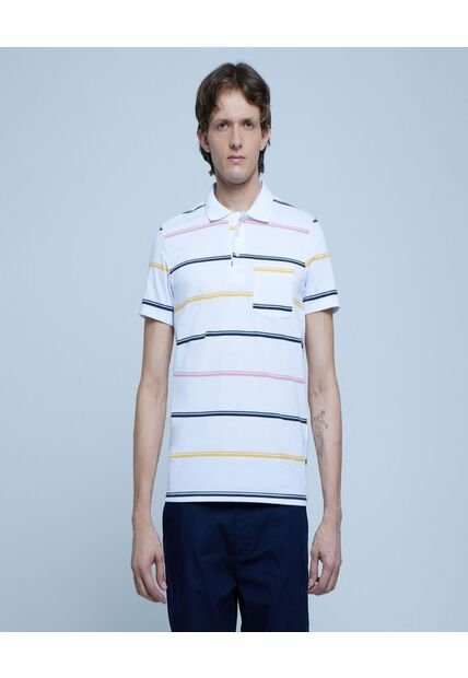 Polo Para Hombre Cuello Tejido Con Bolsillo Color Blanco Marca Ostu #60110608