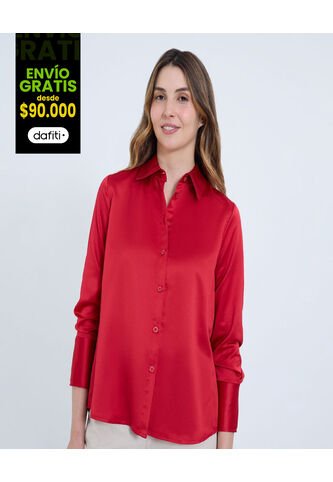Camisa Para Mujer Manga Larga Color Rojo Marca Ostu #40010293 Ostu