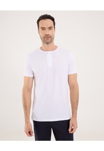 Camiseta Para Hombre Manga Larga Cuello Henley Color Blanco Marca Ostu #60090839